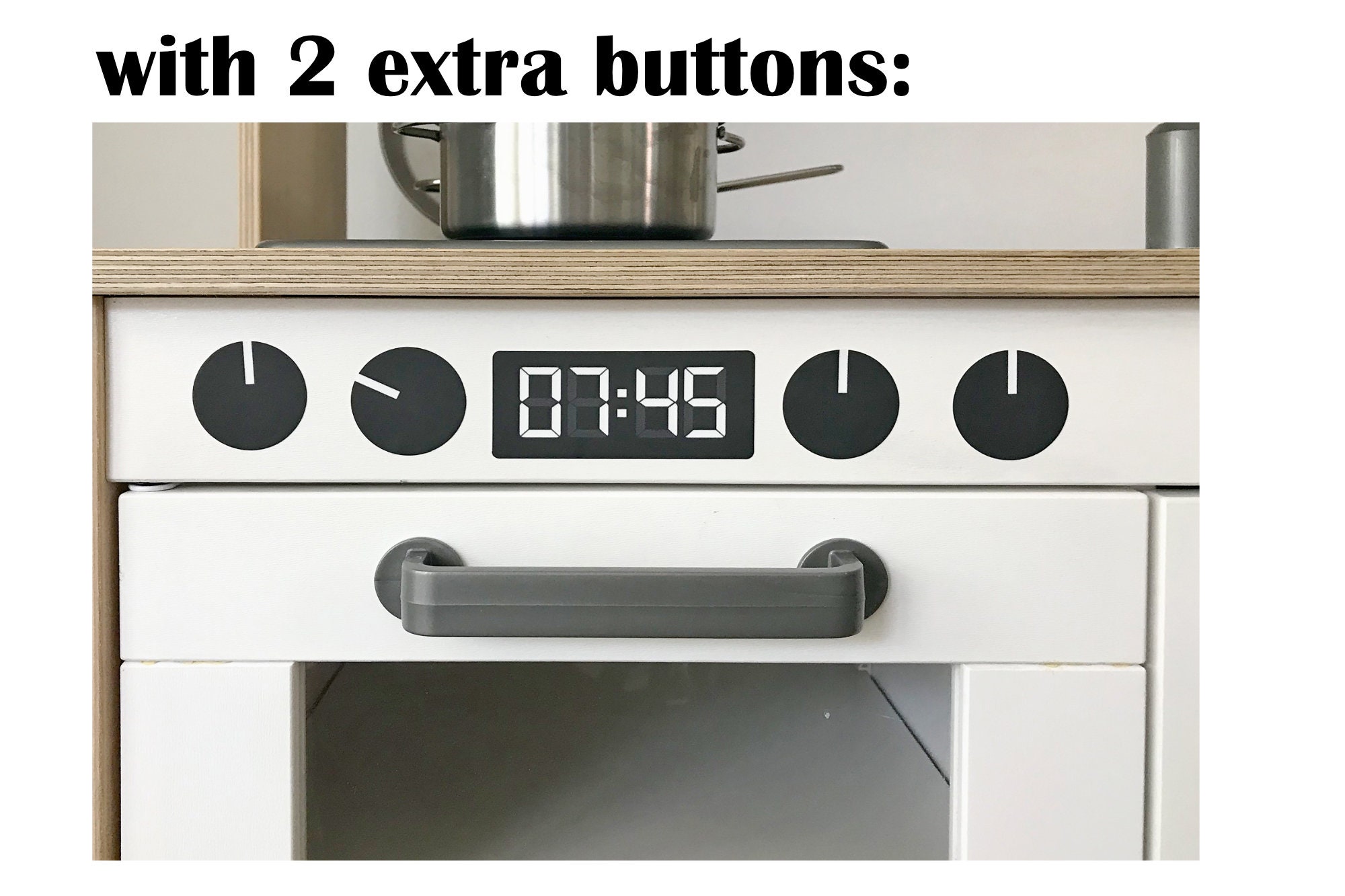 Stove buttons and digital clock decals for IKEA Duktig play kitchen