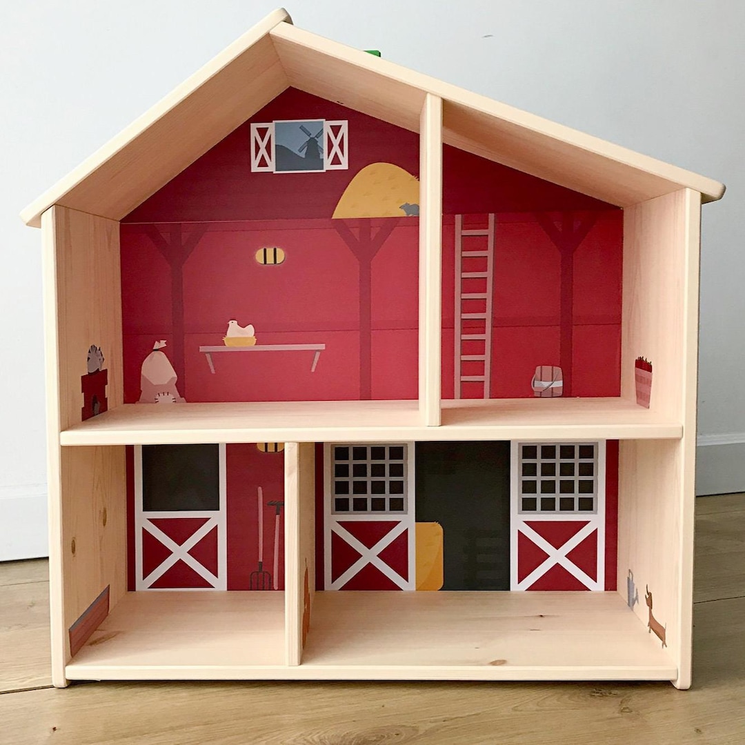IKEA FLISATドールハウス用納屋・農家風デカール（ドールハウスは含ま