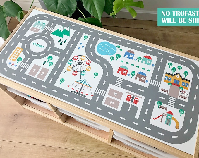 City roads decal for IKEA TROFAST pine storage system (Trofast unit NOT included)