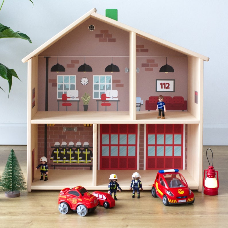 Fire station decal for IKEA FLISAT dollhouse dollhouse not included image 1