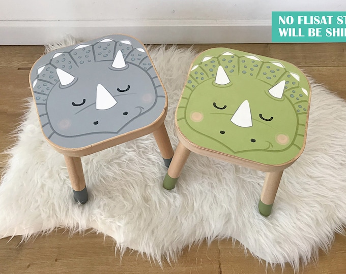 Triceratops dinosaur decal for IKEA FLISAT stool (stool NOT included)