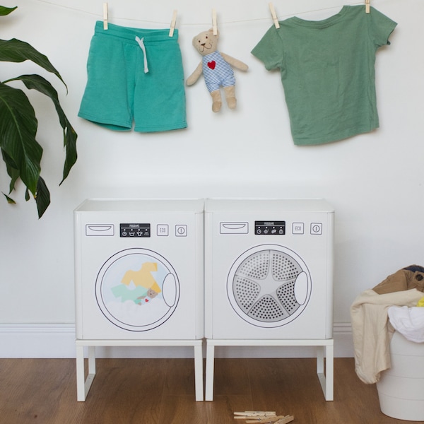 Play washing machine or dryer decal, IKEA Kuggis, Duktig, Kallax, Eket (furniture NOT included)