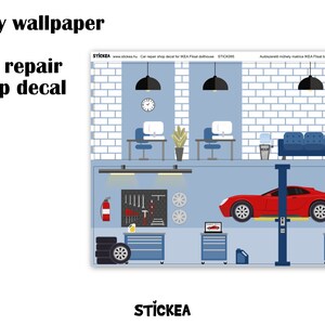 Autowerkstatt Tapeten Aufkleber für IKEA FLISAT Puppenhaus Puppenhaus nicht enthalten Only wallpaper