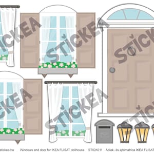 Windows decal for dollhouse dollhouse not included Brown