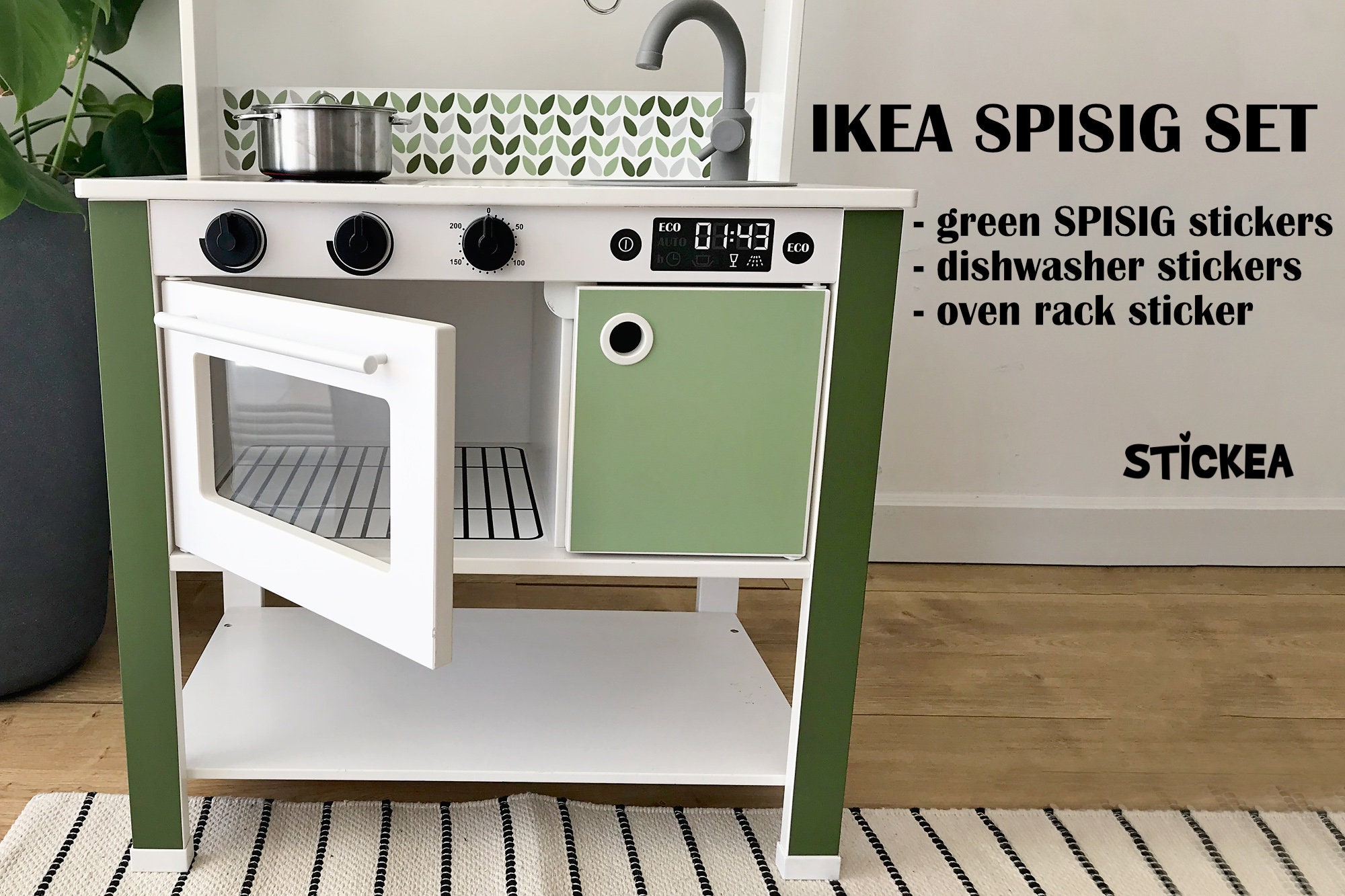 IKEA Spisig play kitchen decal SET, green (furniture NOT included)