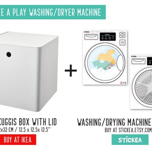 Play washing machine or dryer decal, IKEA Kuggis, Duktig, Kallax, Eket furniture NOT included image 8