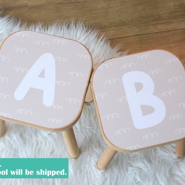 Beige alphabet letters sticker for IKEA FLISAT stool (stool NOT included)