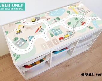 Bohemian roads sticker for IKEA Trofast WHITE/GRAY storage system (Trofast unit not included)