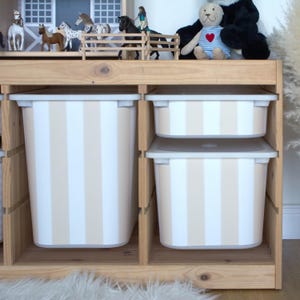 White sand stripes wrap sticker for IKEA Trofast storage box