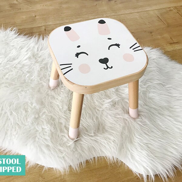 White rabbit decal for IKEA FLISAT stool (stool NOT included)