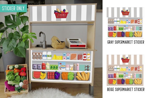 Supermarket Decal for IKEA Duktig Play Kitchen, Gray or Beige furniture NOT  Included -  Denmark