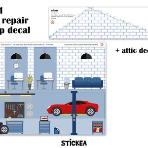 Autowerkstatt Tapeten Aufkleber für IKEA FLISAT Puppenhaus Puppenhaus nicht enthalten 2in1