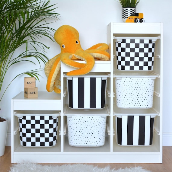 IKEA Trofast 収納ボックス用白黒ラップステッカー（チェッカーボード 
