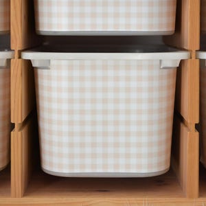 Beige gingham wrap sticker for IKEA Trofast storage box