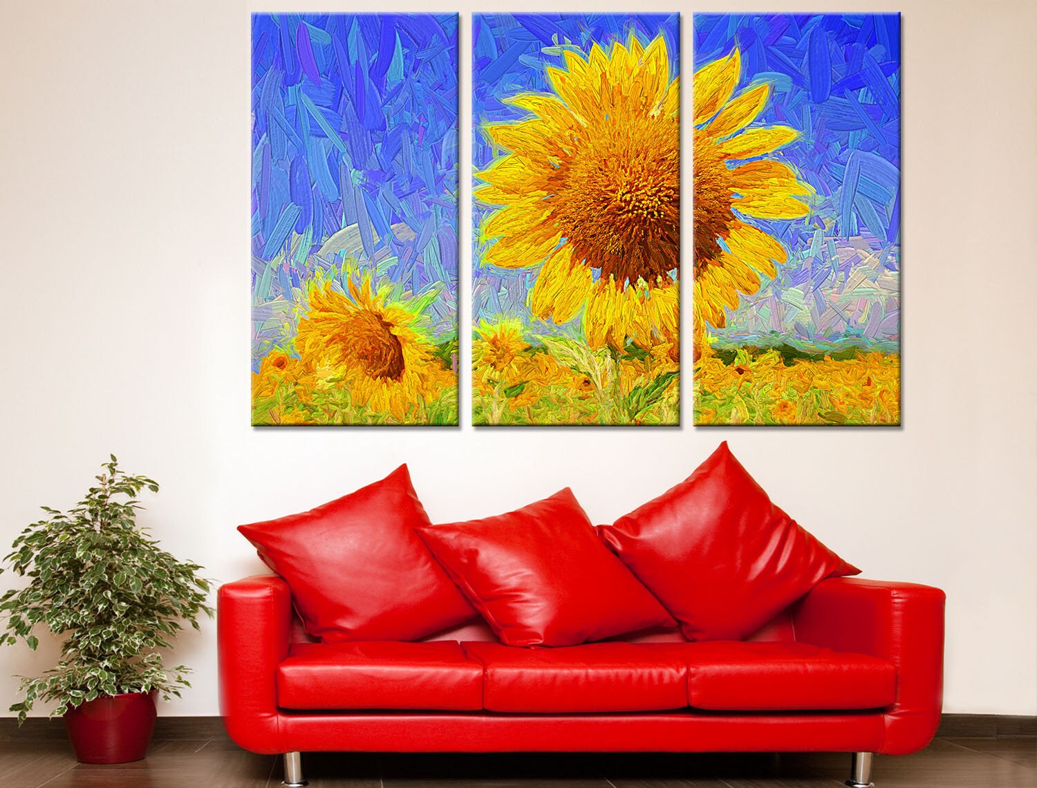 Aesthetic wall art Oil painting wall decor Sunflower print | Etsy