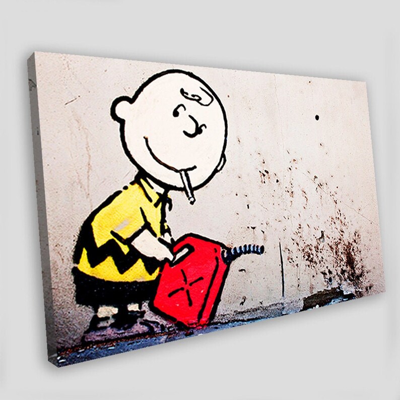 Banksy Art Charlie Brown Reproduction Print Canvas Wall Art Etsy