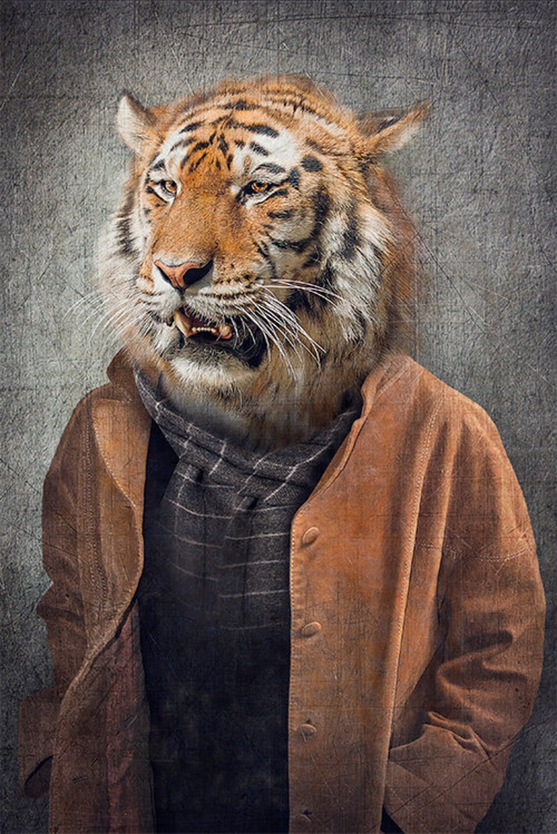 Tijger Portret Dier In Kleding Tijger Canvas Tijger Etsy