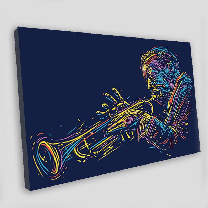 Jazz trumpet player Jazz painting Jazz wall decor Canvas Etsy