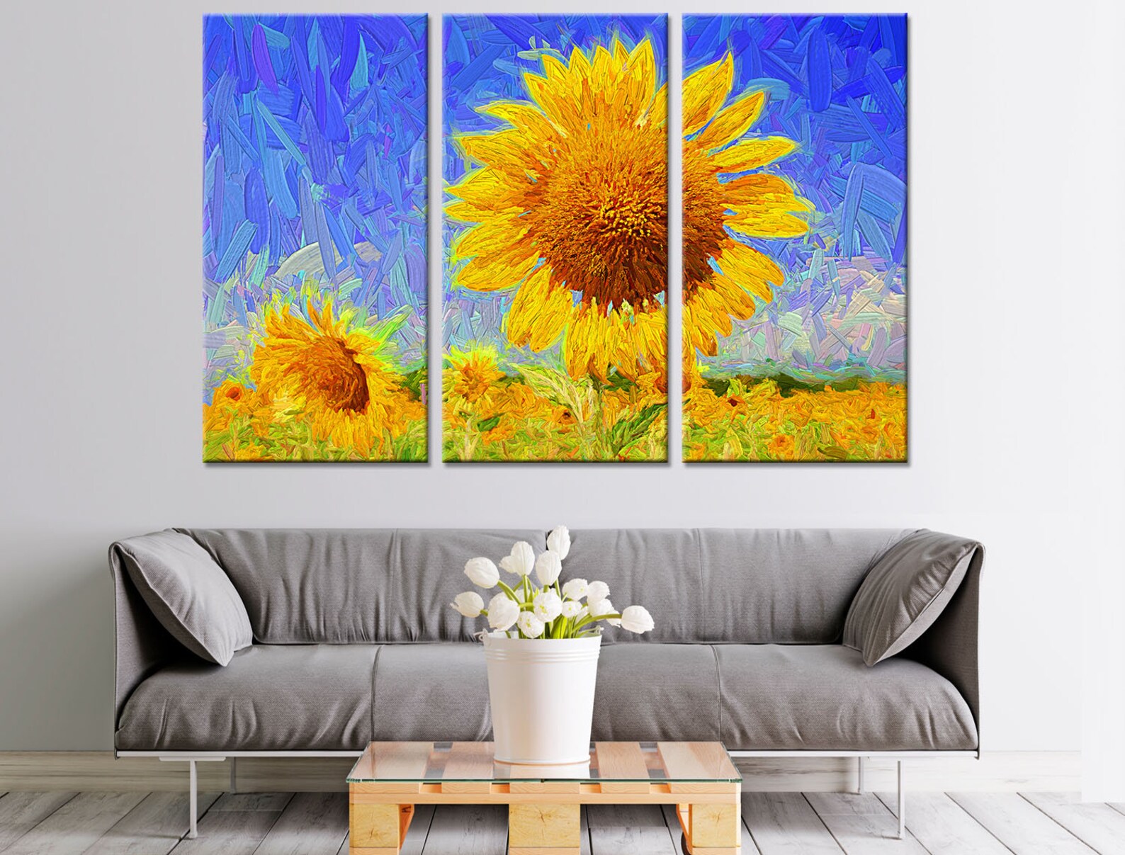 Aesthetic wall art Oil painting wall decor Sunflower print | Etsy