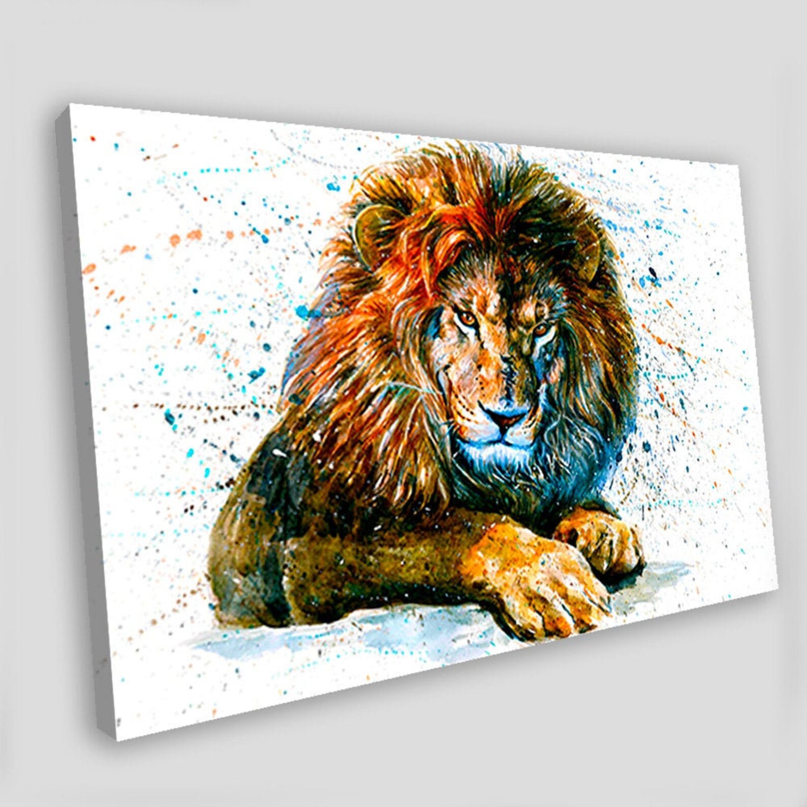 Lion watercolor Colorful modern Lion Art Print Animal Etsy
