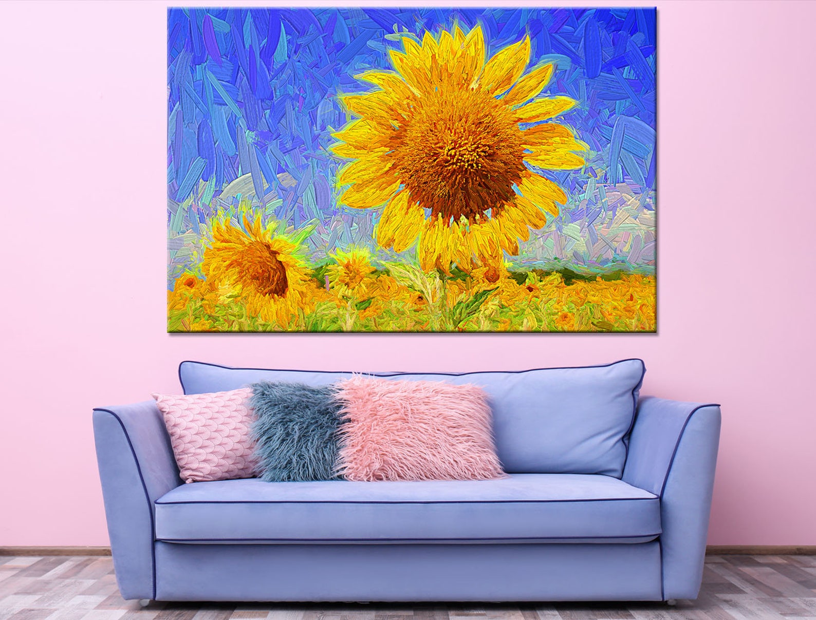 Aesthetic wall art Oil painting wall decor Sunflower print | Etsy