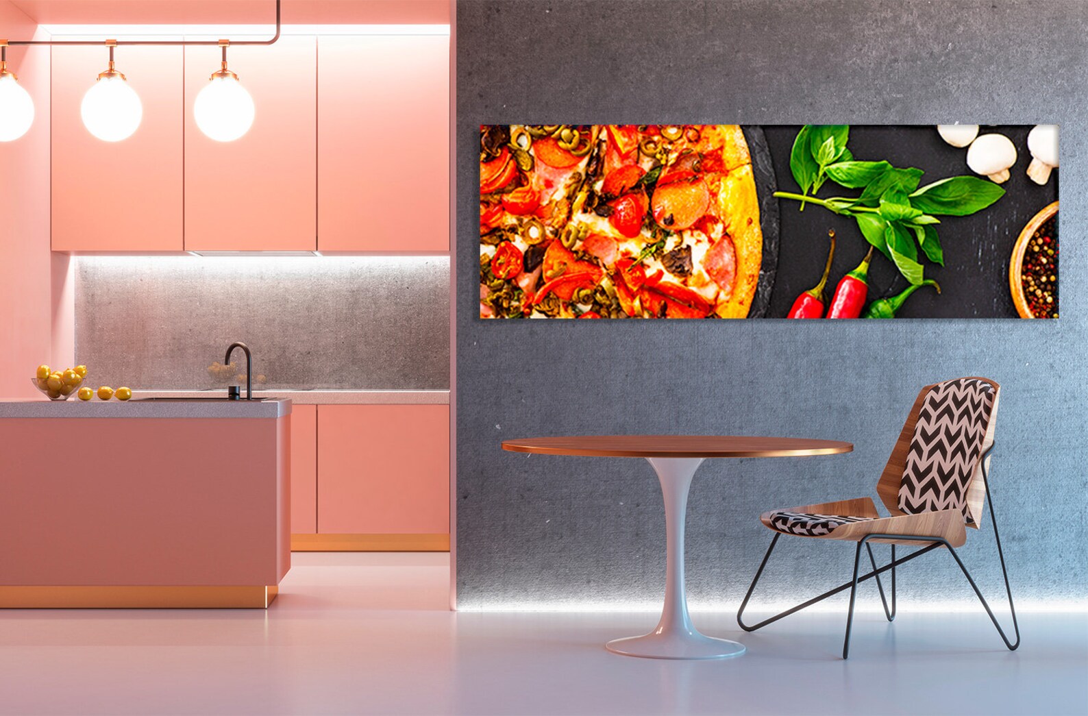 Italian Food Print Food wall decor Pizza on Table Canvas Food Etsy