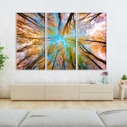 Forest treetop wall art Forest wall decor Green forest outlet trees Blue sky wall art Color treetop art Color treetop print Color forest canvas art