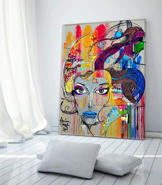 Graffiti canvas art Street art painting Mural canvas art Mural Etsy