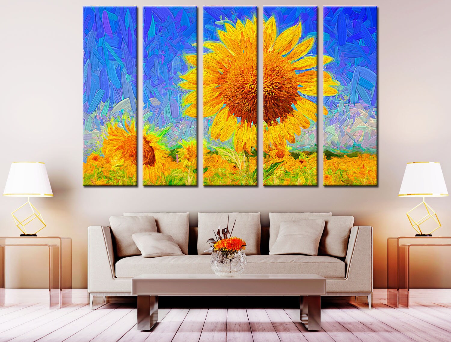 Aesthetic wall art Oil painting wall decor Sunflower print | Etsy