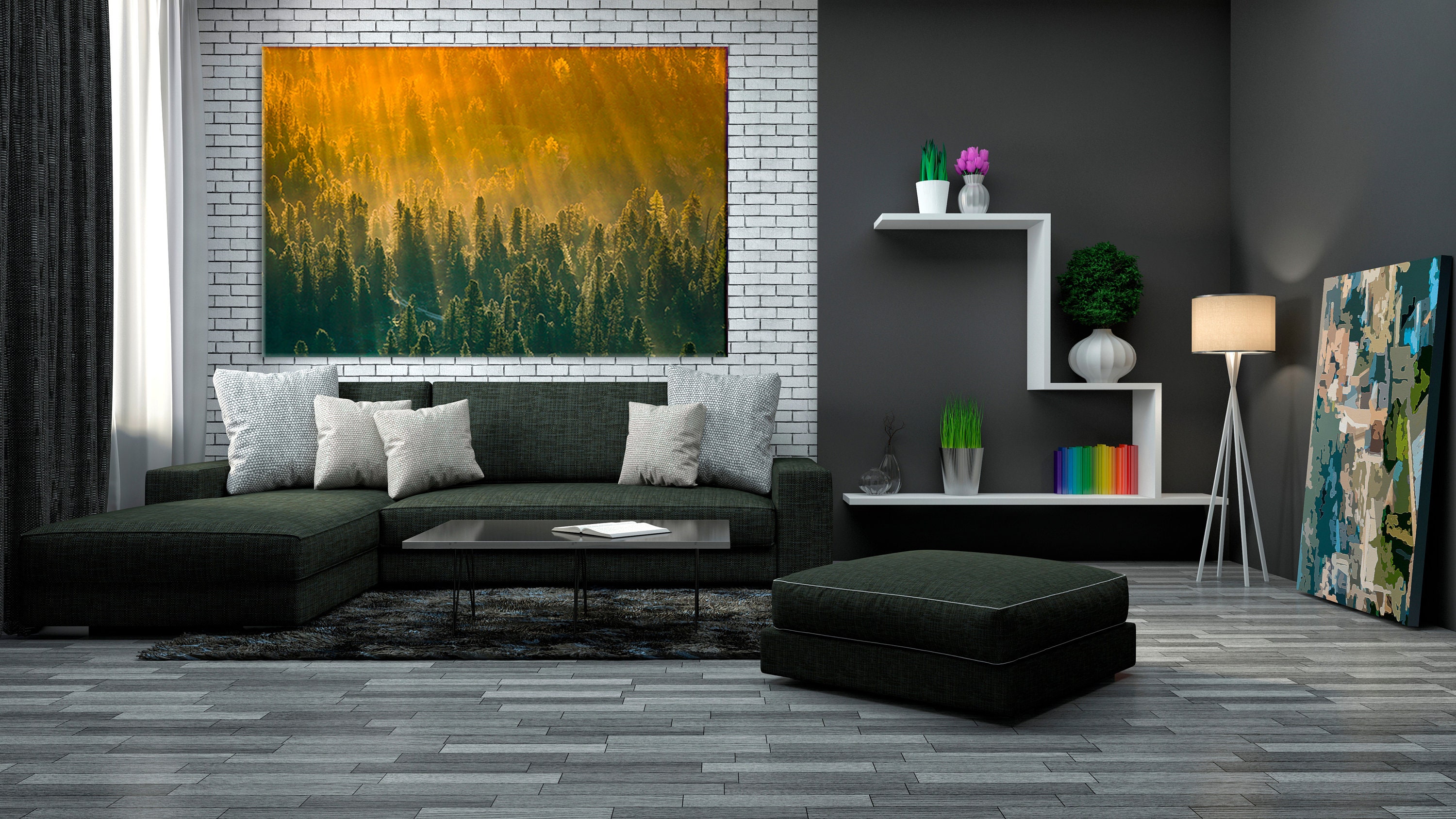 Landscape canvas Landscape wall art Forest canvas art Foggy Etsy