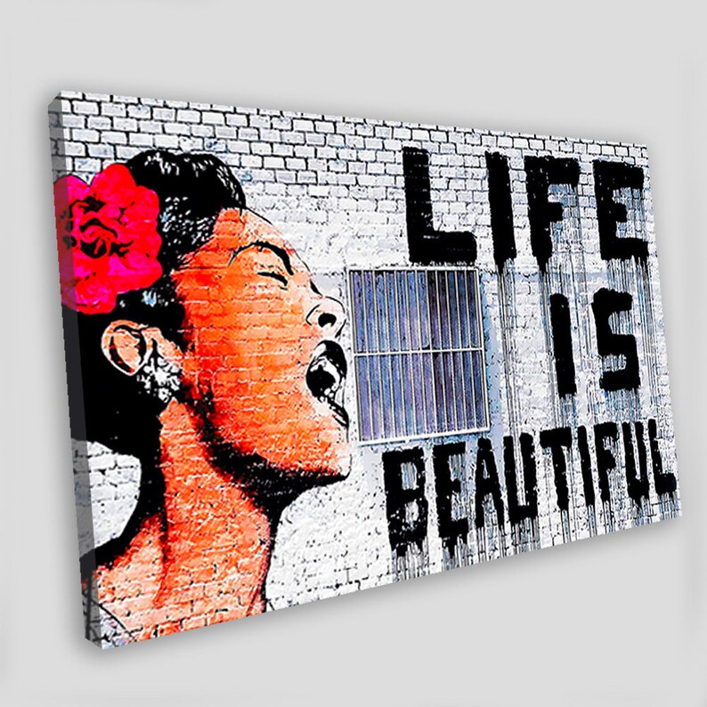 Banksy canvas print Life is Beautiful Canvas Wall Art Street Etsy