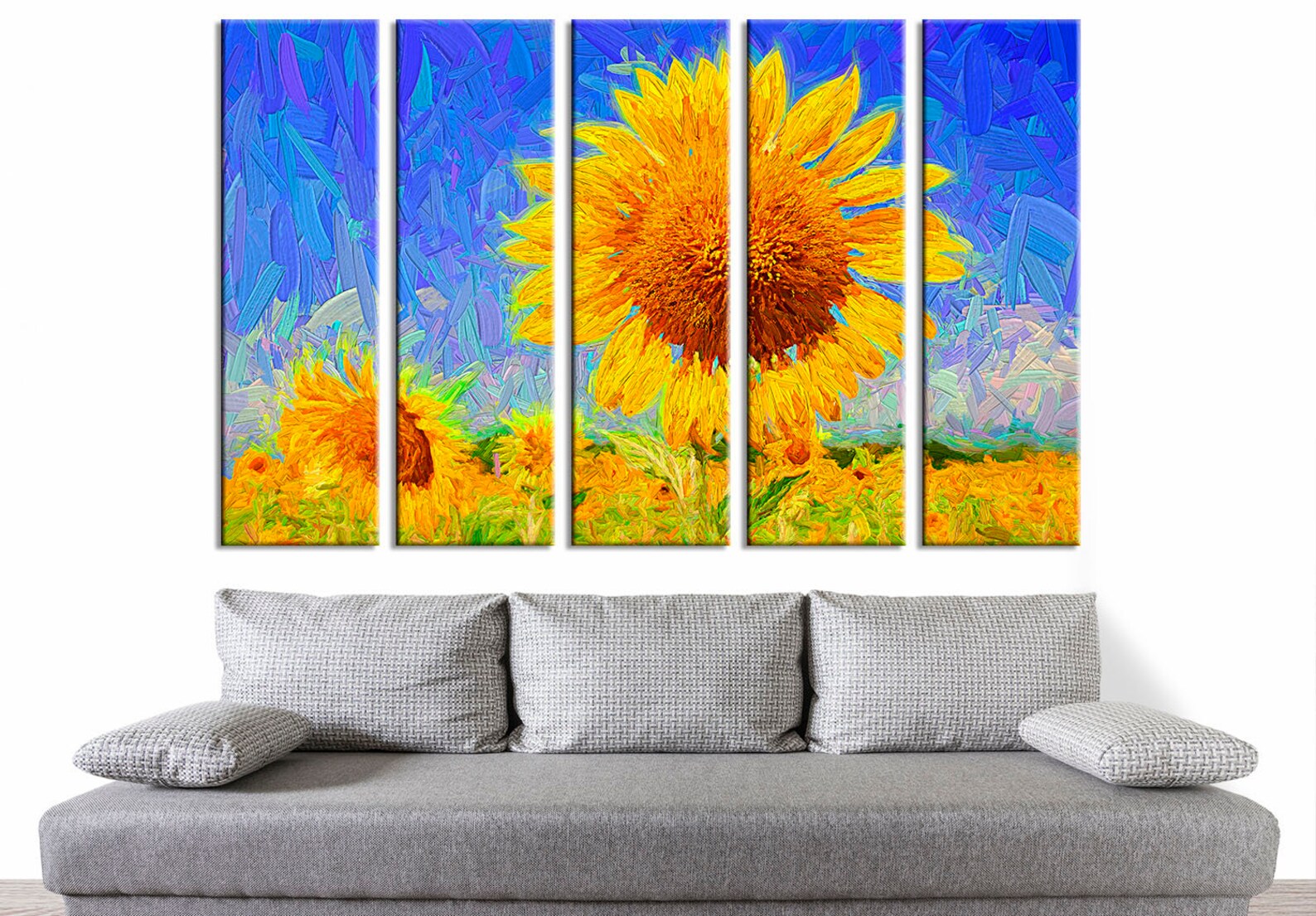 Aesthetic wall art Oil painting wall decor Sunflower print | Etsy