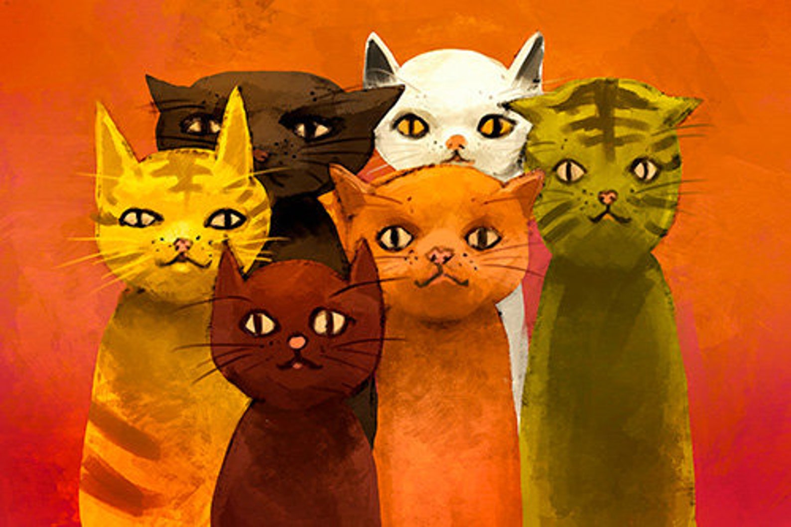 Cat Canvas Painting on Canvas Abstract Cartoon Oil Painting on Etsy