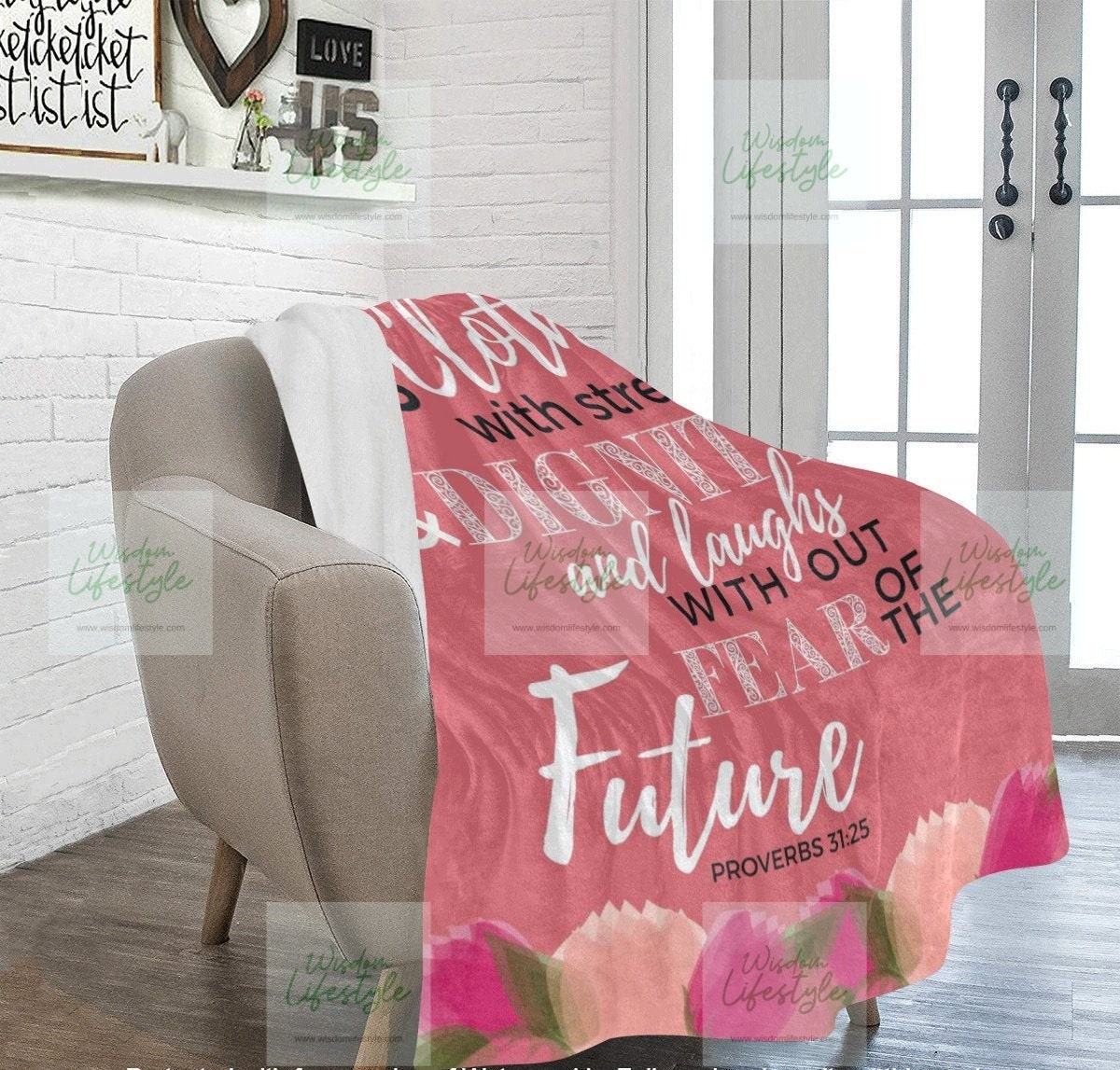 Scripture Blanket Bible Verse Throw 50 x 60 Inch She is Etsy