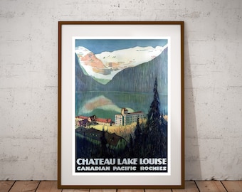 YW0 CHATEAU LAKE LOUISE vintage travel ad poster A LEIGHTON Canada 1938 24X36