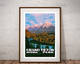 Grand Teton National Park Poster, Vintage Travel Poster, INSTANT DOWNLOAD, Grand Teton National Park Poster, Printable Wall Art