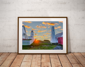 Pemaquid Lighthouse Sunrise Photo, Mid Coast Maine Art (Digital Download)