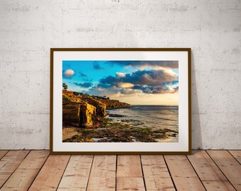 Scenic Sunset Cliffs Photo, San Diego Coastal Art (Digital Download)