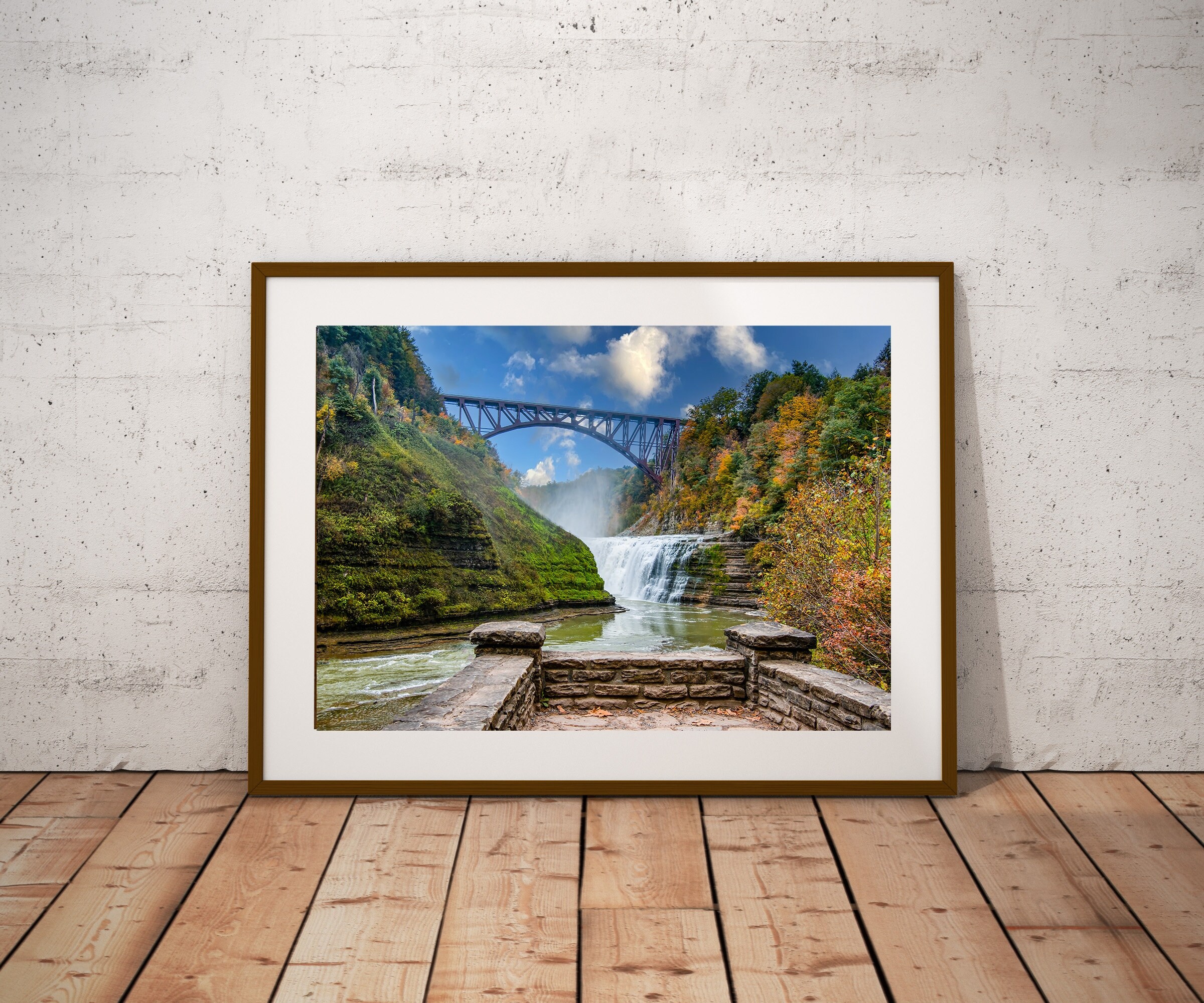 Letchworth State Park Photo, Upper Falls Photo, Waterfall Photo, Wall Decor, Autumn Waterfall, Instant Download, Digital Download