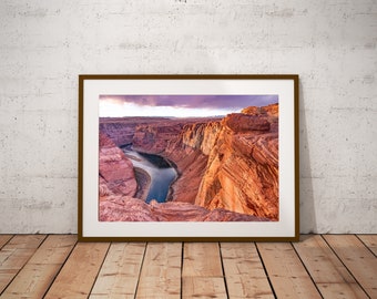 Fotografía del atardecer en Horseshoe Bend, arte paisajístico de Arizona (descarga digital)