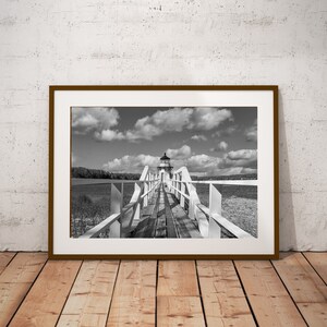 Maine Lighthouse Photo, Doubling Point Lighthouse Photo, Black & White, Mid Coast Maine, Maine Photo, Digital Download, Instant Download