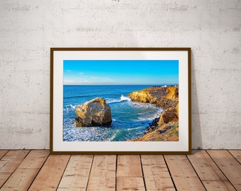Smugglers Cove Sunset Photo, San Diego Coastal Wall Decor (Digital Download)