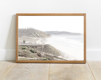 Torrey Pines Beach Photo, Neutral Coastal Print (Digital Download)