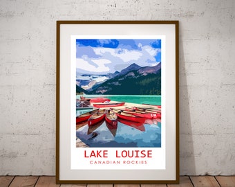 Lake Louise Canada Travel Poster, Canadian Rockies Art (Digital Download)