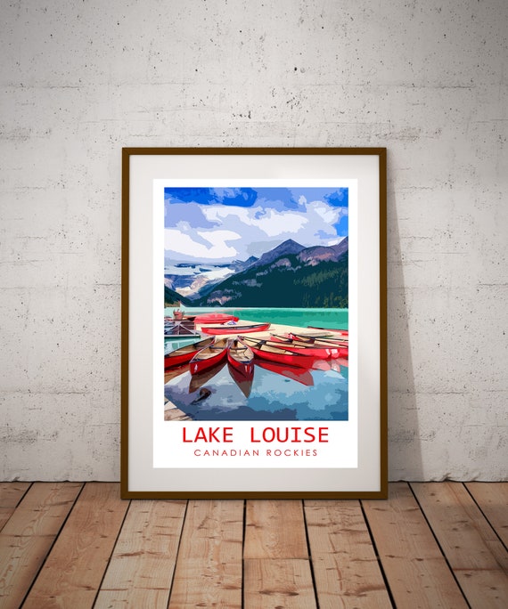Lake Louise Canada Travel Poster, Canadian Rockies Art (Digital Download)