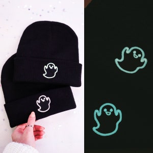 Ghost BEANIE - Glow in the dark! Embroidered ghost | Embroidered Hat | Head Accessories