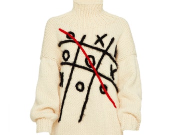 Handmade Knitted tic-tac-toe Sweater (Made To Order)