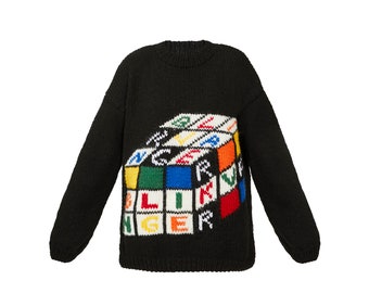 Rubik's cube black knit sweater (Made To Order)