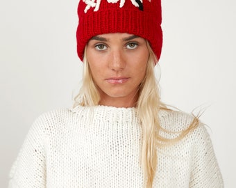 Tic-Tac-Toe knit pom-pom hat (Made To Order)