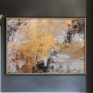 Large Wall Art, Extra Large Abstract Painting, Gold Canvas Painting, Grey Canvas Painting, Large Wall Art, Home Decor